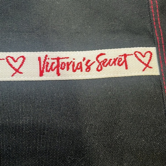 Victoria Secret Black Canvas Tote Bag Classic Large Y2K Pool Bag Travel Utility - Picture 9 of 9